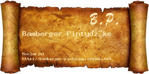 Bamberger Pintyőke névjegykártya
